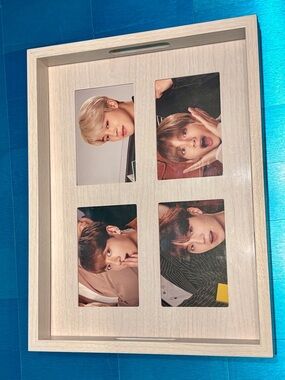 Wood Coffee Table Tray with Photo Slots